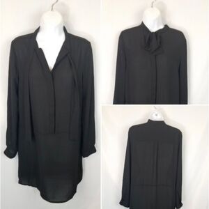 Romeo & Juliet Couture Women’s Black Sheer Neck Tie Long Sleeve Dress Sz M NWT